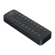 USB šakotuvas Orico CT2U3-10AB su 10x USB-A 3.0 ir jungikliais, juodas