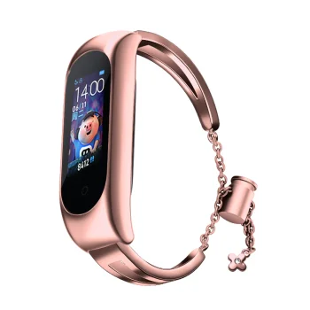 Metalinis dirželis Xiaomi Mi Band 3 / 4 / 5 / 6 - Rožinis auksas