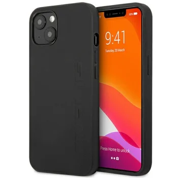 Mercedes dėklas iPhone 14 telefonui Leather Hot Stamped, juodas