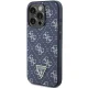 Guess dėklas iPhone 15 Pro telefonui, 4G Triangle Metal Logo, mėlynas