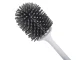 Silicone toilet brush with holder, leakproof base, white-black