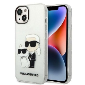 Karl Lagerfeld Glitter Karl&Choupette dėklas iPhone 14 / 15 Plus, skaidrus