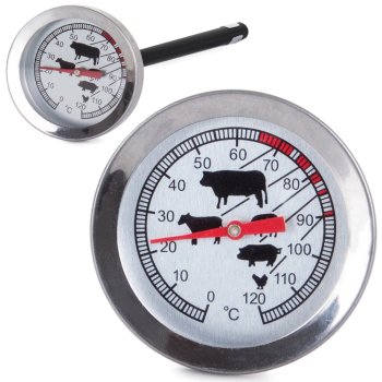 Mėsos termometras su zondu, 0-120°C, sidabrinis
