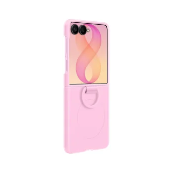 Samsung Silicone Ring Magnet dėklas Galaxy Z Flip 8 su MagSafe žiedu, rožinis
