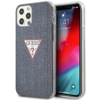 Dėklas Guess iPhone 12 Pro Max telefonui, tamsiai mėlynas