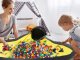 Toy Storage Basket with Play Mat, Organizer with Lid and Handles, Black
