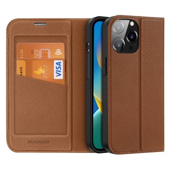 Apple iPhone 14 Pro Max 6.7'' Dux Ducis Skin X2 Magnetic Book Case Cover, Brown