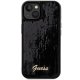 Guess dėklas iPhone 13 / 14 / 15 Sequin Script Metal, juodas