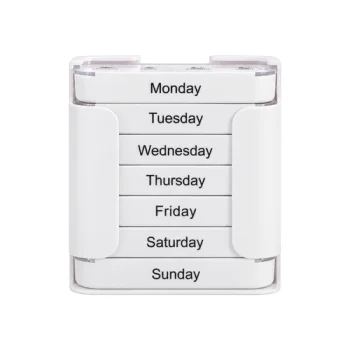 Isomedix 7-day pill organiser with 28 compartments and pill cutter