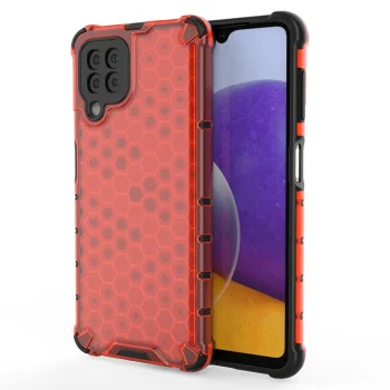 Dėklas Samsung Galaxy A22 4G Honeycomb Case su TPU rėmeliu, raudonas