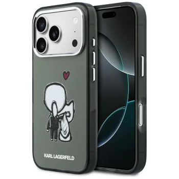 Karl Lagerfeld Karl & Choupette Back MagSafe dėklas iPhone 17 Pro, juodas