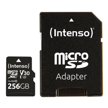Atminties kortelė Intenso microSDXC 256GB UHS-I U3 V30 Professional su SD adapteriu