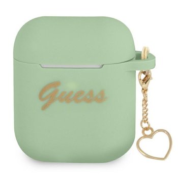 Guess Silicone Charm Heart dėklas AirPods 1/2, Žalias