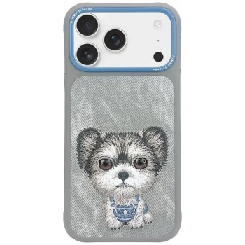 Nimmy iPhone 17 Pro dėklas Big Eyed Pet 2.0 Dog, pilkas
