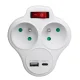 Maclean Power Splitter with 2 Sockets, Switch and USB A/C 2.4A, White
