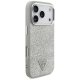Guess Glitter Triangle Logo MagSafe dėklas iPhone 17 Pro telefonui, sidabrinis