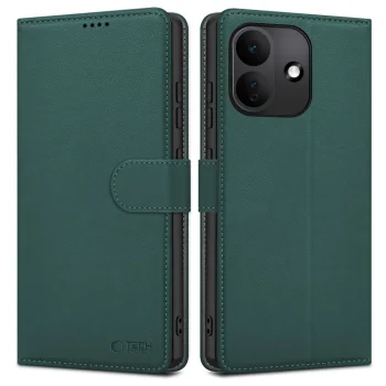 Tech-Protect Wallet atverčiamasis dėklas telefonui Xiaomi Redmi Note 17 Pro 5G, žalias