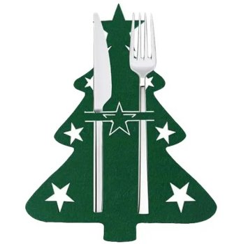 Cutlery Pockets, Christmas Tree, Green Color, Set of 6 Pcs