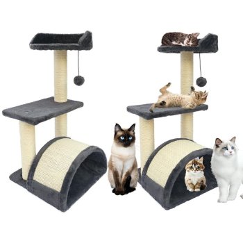 Gotel ZW2D Cat Scratching Post with House and Bridge, 68 cm