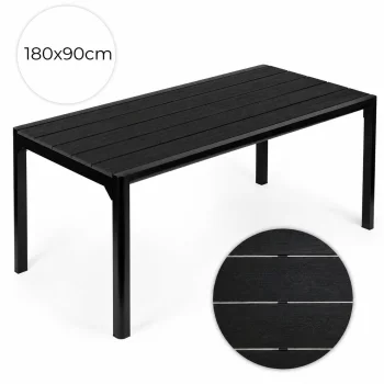 Sodo stalas Multigarden, 180x90 cm, 8 asmenims, juodas