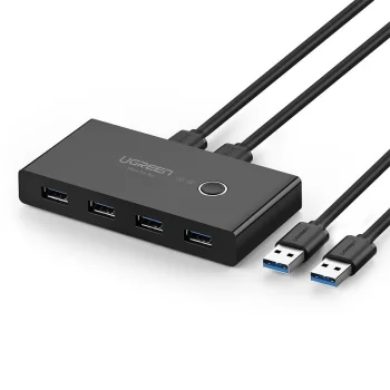 Ugreen US216 USB 3.2 Gen 1 perjungiklis 2 kompiuteriams, 4 prievadai, juodas