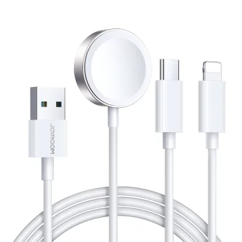 Joyroom S-IW008 3-in-1 Magnetic Charger Cable USB-A - Lightning/USB-C 1.2m White