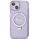 Guess Ring Stand Script Glitter MagSafe dėklas iPhone 15/14 Plus, violetinis