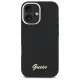 Dėklas Guess Silicone Script Metal Logo & Frame skirtas iPhone 16, juodas