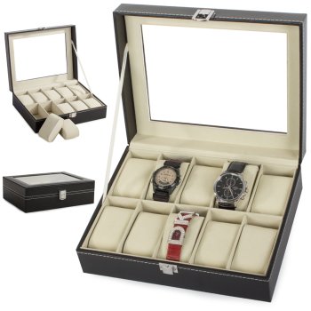 Watch Casket Organizer Box, 10 Compartments