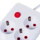 Maclean MCE392 W Power Strip, 4 Outlets, 3x USB, 2500W, 1.5m, White