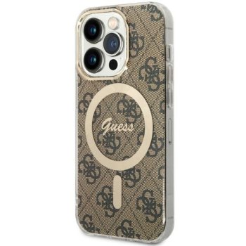 Guess dėklas iPhone 14 Pro telefonui 4G MagSafe, rudas