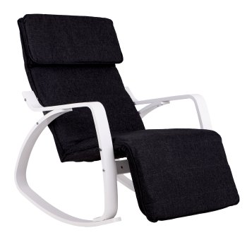 Modernhome supamasis krėslas su reguliuojama atrama kojoms, juodas/baltas
