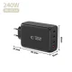 Tech-Protect NC240W-GaN 4 prievadų 240W sieninis įkroviklis, Juodas