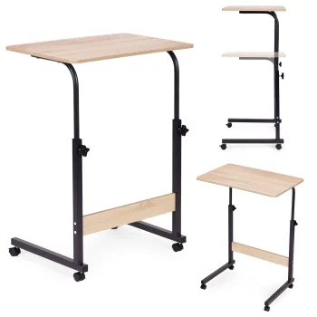 ModernHome Mobile Laptop Table, Light Oak