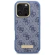 Guess dėklas iPhone 16 Pro Max telefonui „4G Logo Plate MagSafe“, mėlynas
