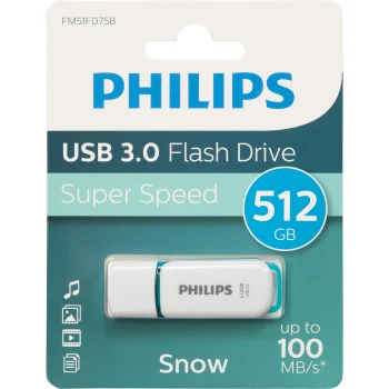 USB atmintinė Philips Snow Edition 512 GB USB 3.0, balta/žalia