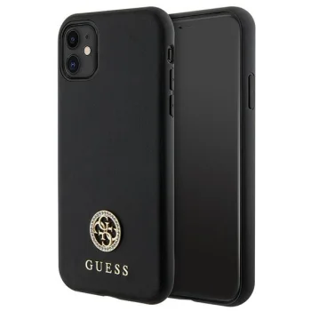 Guess 4G Strass Metal Logo dėklas iPhone 11 / XR, juodas