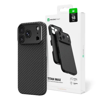 Dėklas AmazingThing Titan Max Lens, skirtas iPhone 18 Pro, su kameros apsauga, MagSafe, juodas