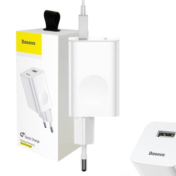 USB Wall Charger Baseus CCALL-BX02 Quick Charge 3.0 24W White