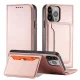 Atverčiamasis dėklas „iPhone 14 Pro Max“ „Magnet Card Case“ su stovu, rožinis