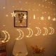 Moon and Star Christmas Curtain Lights 96 LED, 4m Window String Lights, Warm White