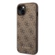Guess dėklas iPhone 15 Plus telefonui 4G Metal Gold Logo, rudas
