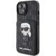 Karl Lagerfeld iPhone 15 Case Saffiano Monogram Ikonik Patch, Black