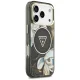 Guess IML Glitter Flowers Triangle MagSafe case for iPhone 18 Pro Max and 17 Pro Max, black
