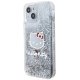 Hello Kitty iPhone 15 Case Liquid Glitter Charms Kitty Head, Silver