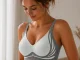 Women\'s Seamless Push-Up Sports Bra, Gray, Size XL