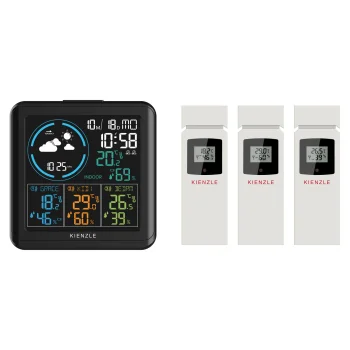 Kienzle 15004 meteorologinė stotelė su 3 belaidžiais jutikliais, juoda