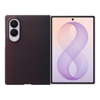 Dėklas Samsung Galaxy Z Fold 8 Samsung Carbon Magnet su MagSafe, raudonas