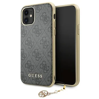 Guess dėklas iPhone 11 / XR telefonui 4G Charms Collection, pilkas