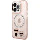 Karl Lagerfeld Karl & Choupette Aluminum MagSafe dėklas iPhone 14 Pro, rožinis